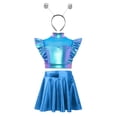 thumbnail image 3 of iiniim Girls 3 Pcs Alien Metallic Outfit Tops With A Line Skirt And Hair Hoop Set Rhinestones Royal Blue 8, 3 of 7