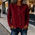 thumbnail image 4 of Tqcoqu Women's Waffle Knit Button Down Shirt,Point Collar Long Sleeve Asymmetric Irregular Hem Loose Casual Blouse Tops,2026 Fall Winter Trendy Clothes,Wine Women's S-XXL, 4 of 8