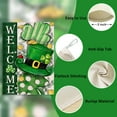 thumbnail image 3 of Welcome St Patricks Day Shamrock Clover Decorative House Flag, Green Hat Polka Dot Stripe Gold Garden Yard Outside Decorations, Irish Spring Holiday Outdoor Large Home Decor Double Sided 28x40, 3 of 6