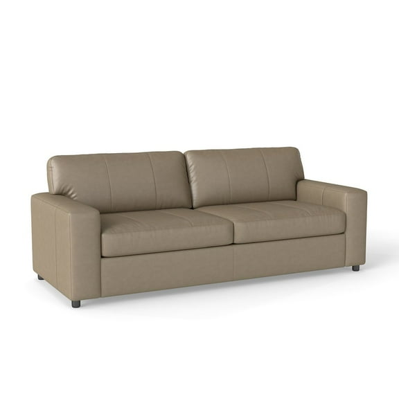 Roundhill Furniture Sakan Leather Upholstered Sofa, Beige