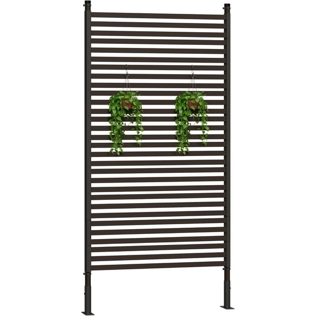 Garvee 70.87" x 35.43" Metal Panel Privacy Fence Screens, Heavy-Duty Decorative, Brown