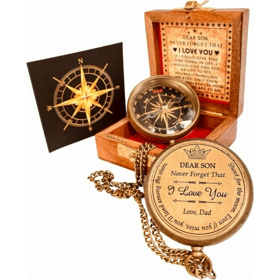 Gift for Son from Mom Dad | Engraved Compass 2" - Father to Son Gifts, Mom to Son Gifts for Graduation, Birthday Baptism Confirmation Communion