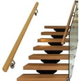 thumbnail image 3 of Wall Handrail Grab Bar 6 FT Long 2.0" Diameter Wall Stairs Rail Steps Non Slip for Elderly - Wall Mounted Iron Brackets Wooden Handrail - Easy Install Outdoor Indoor Stairs Porch Deck Stairway (Gold), 3 of 5
