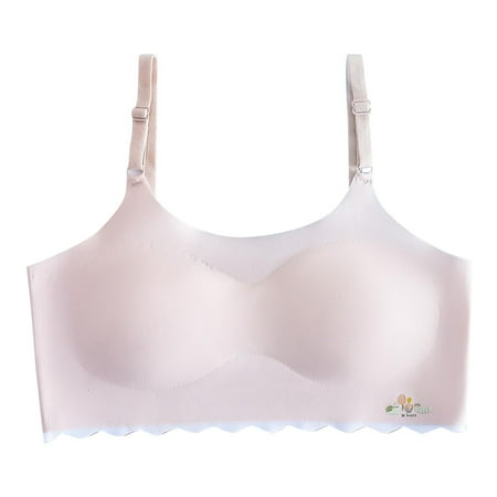 OGLCCG Girls Seamless Bra Ultra Comfort Soft Adjustable Straps Split Fixed Thin Cup Cami Wireless Bras Casual Stretch Daily Wear Bralette 12-15 Years
