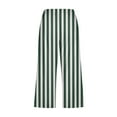 thumbnail image 5 of CLOISE Capris for Women with Pockets Stretch Wide Leg Pants Elastic High Waisted Palazzo Pants Petite Summer Casual Fashion Striped Pants Loose Lightweight Cropped Flowy Trousers Green 2XL, 5 of 5