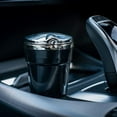 thumbnail image 4 of Cenicero para coche - Porta cigarrillos portátil de viaje - Luz LED con tapa abatible - Cenicero autoextinguible - Para coches, furgonetas y camping - Plástico - Negro, 4 of 5