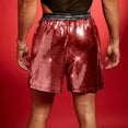 thumbnail image 7 of RYDCOT Mens Metallic Shorts 5" Shiny Holographic Disco Shorts Outfit Sparkly Rave Hot Summer Thin Breathable Shorts Red, 7 of 7