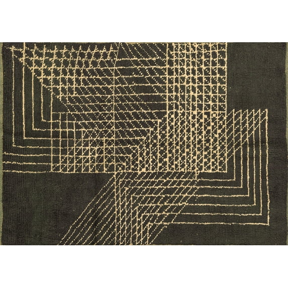 Ahgly Company Indoor Rectangle Abstract Brown Modern Area Rugs, 2' x 4'