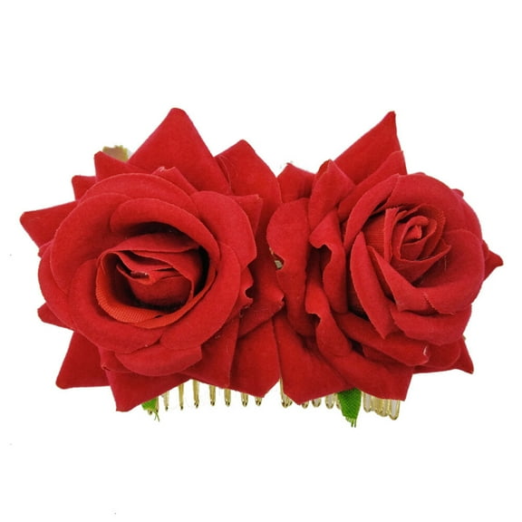 NICEXMAS Hair Clip Women Red Rose Flower Hairpin Decorative Accessory for Weddings 1Pcs