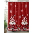 thumbnail image 2 of Boanket Polyester Fabric Red Gnomes Christmas Shower Curtain, Snowflake Xmas Poinsettia Waterproof Bathtub Curtain Bathroom Decor Set with Hooks 72 x 72 Inches,, 2 of 6