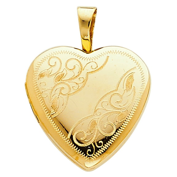 14K Yellow Gold Heart Locket Charm Pendant For Necklace or Chain