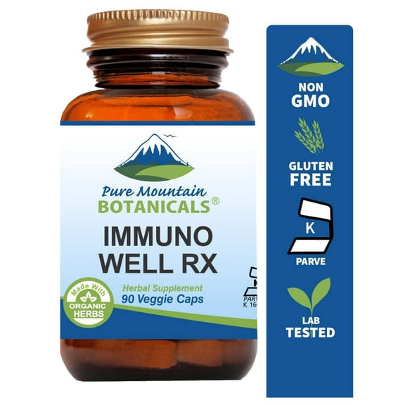 Immuno Well RX Kosher Vegan Immune Support Supplement with Organic Astragalus Echinacea (90 Caps)