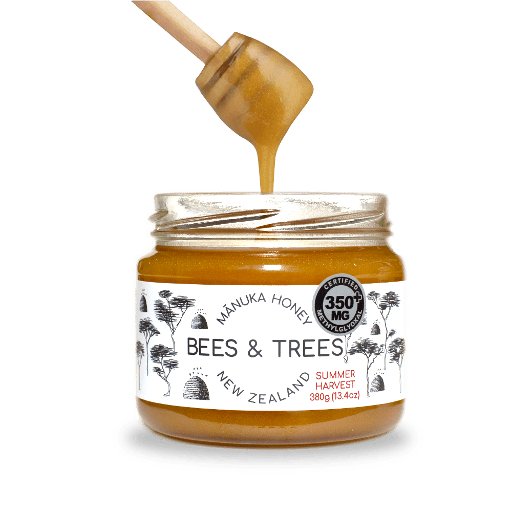 Bees & Trees Manuka Honey 350+MGO (380g/13.4oz) Glass Jar