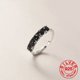 thumbnail image 1 of Anillos de piedra negros Punk simples de Color plateado para mujer, joyería de fiesta hecha a mano ajustable abierta a la moda geométrica, regalo para alergias, 1 of 2