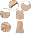 thumbnail image 3 of LYMAYTER Kids Baby Girls Summer Outfits Sleeveless Solid T-Shirt Flare Pants Toddler Casual Bell-Bottoms Suit for 1-10T, 3 of 10