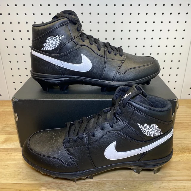 N I-K-E Jo r-dan 1 Mid TD Black Football Cleats FJ6805-001 Sizes 13-16 Alpha Menace