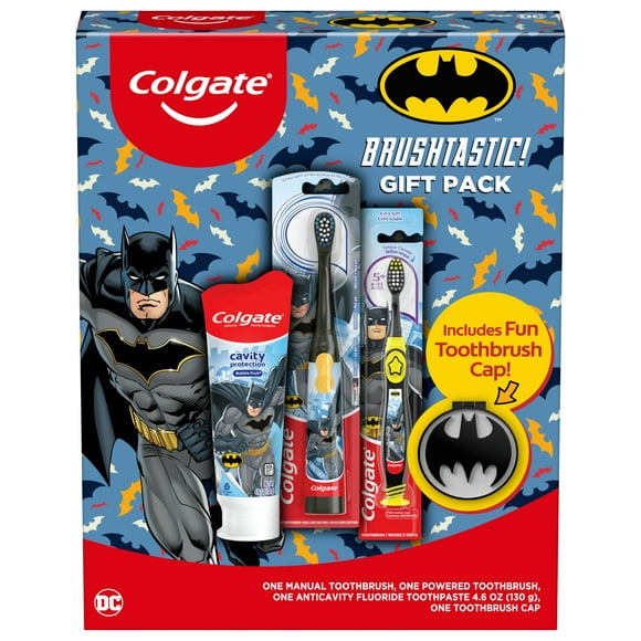 Colgate Kids Batman Toothbrush Set, One Batman Toothbrush, Kids Toothpaste, and Kids Battery Toothbrush, Ages 3+