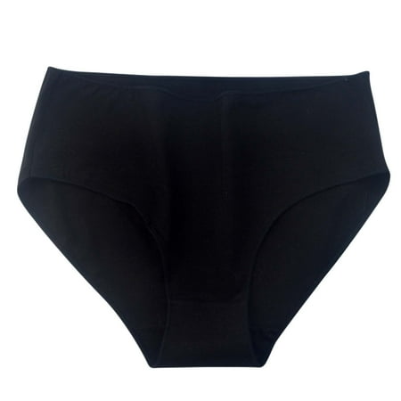 

EHTMSAK Women s No Show Breathable Soft Mid Waist Seamless Briefs Bikini Panties Black XL