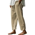 thumbnail image 2 of Xunlbb Women's Lightweight Summer Pants, Womens Summer Fashion Print Casual Elastic Waist Long Wide Leg Pants ,Khaki 2XL, 2 of 5