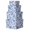 thumbnail image 1 of Cajas de regalo Briful cuadradas con estampado de flores azules con tapas, 4 unidades, 1 of 5