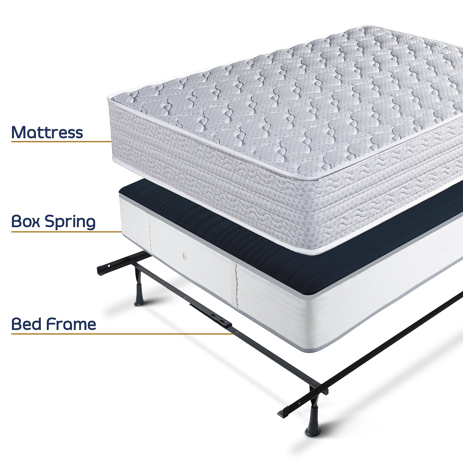 Nestl Adjustable Metal Bed Rails - Metal Adjustable Bed Frame with Bed Center Support Leg 5.25” H Low Bed Frame - Expands from Twin Size Bed Frame to Full Bed Frame, Metal Queen Bed Frame, Black