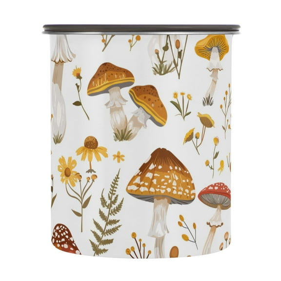 Mushroom Flower Airtight Coffee Bean Canister 30oz Food Storage Containers with Lids For Gournd, Tea, Sugar, Flour, Rice, Cereal, Candy Cookie Jar