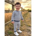 thumbnail image 5 of Loicainy Toddler Baby Boys Fall Outfit 3 6 12 18 24 Months 2T 3T 4T Casual Long Sleeve Striped Pullover with Pants 2Pcs Clothes Set, 5 of 9