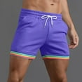thumbnail image 4 of Xdzjlr Mens Sports Shorts,Summer Solid Color Rainbow Pocket Drawstring Straight Beach Soft Running Shorts For Men, 4 of 5