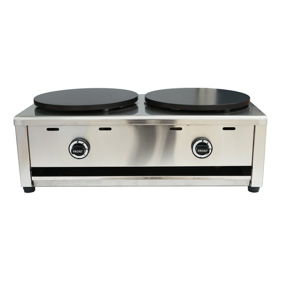 15.75 Inch Double Head Crepe Maker Commercial Non-stick Pancake Machine LP Gas Griddle Pancakes Making Machine for Blintzes Eggs Tortilla BBQ