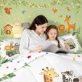 thumbnail image 4 of Manfei Cute Lion Elephant King Size Comforter Sets, Zoo TruckAnimal Comforters King Size, White Sage, Polkadot Reversible, 3 Pieces, 1 Comforter and 2 Pillowcases, 4 of 7