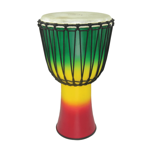 12 FIBERGLASS ROPE TUNED DJEMBE JAMAICAN FINISH RED/YELLOW/GREEN