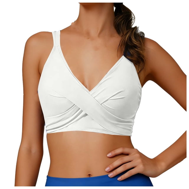 Women's Swimsuit Top with Padding, Bikini Top for Women Removable Pads, Classic Solid Color, High Waist Bottom Compatible, Summer Beach Vacation Pool Outfits