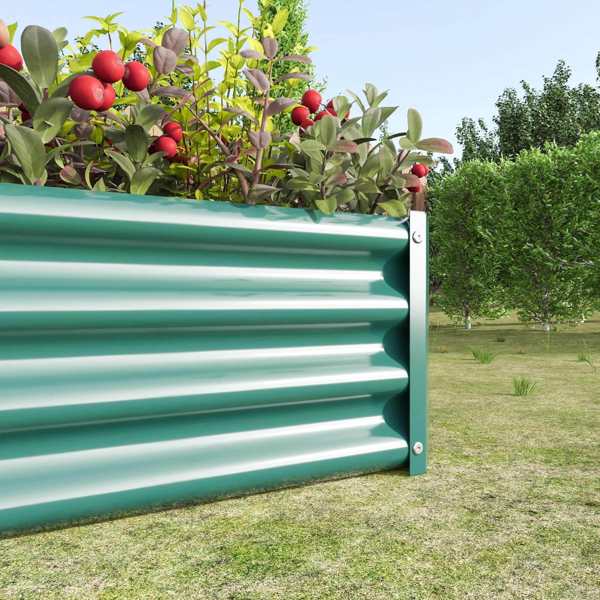 Jopath 2PCS Green Metal Raised Garden Bed, Rectangle Raised Planter for Flowers Plants Vegetables Herb 4x2x1Ft