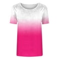 thumbnail image 5 of Htigea Women Crew Neck Fitted Tight Tshirt Short Sleeve Shirt Basic Knit Top Fall Savings Hot Pink,2XL, 5 of 5