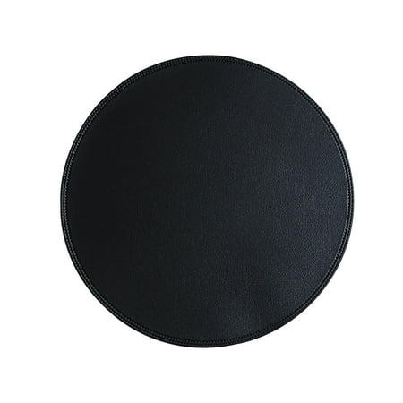 

Avdolw Round Faux Leather Placemat in Solid Yellow Easy-to-Clean Kitchen Table Mat