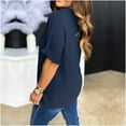 thumbnail image 7 of Womens Dressy Summer Tops V Neck Short Sleeve Cooling Lightweght Rayon Shirt Loose Solid Color Tunics Blouses (XL, Navy), 7 of 7