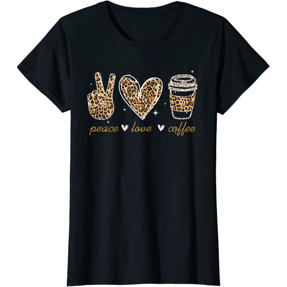 Leopard Peace Love Coffee Lovers Hippie Gifts T-Shirt