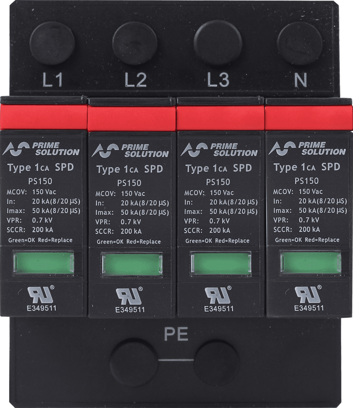 Prime Power Solutions PS150/4P-S DIN Rail Surge Protective Device 150VAC 200kA