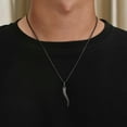 thumbnail image 2 of Jewmon Cornicello Italian Horn Pendant Necklace for Men 316L Stainless Steel Black Pendant Jewelry, 2 of 9