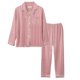 thumbnail image 3 of Pijama de manga larga de primavera y otoño para mujer, cárdigan de solapa, traje a rayas, ropa exterior de talla grande para el hogar, 3 of 6
