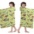 thumbnail image 4 of LightGreen Cartoon Dinosaurs Prehistoric Pattern Hooded Bath Towel，60"x35" for Ages 3 To 12 Kids, Quick Dry Lightweight Soft Microfiber Hood Beach Towel Cover Up for Kids, 4 of 7