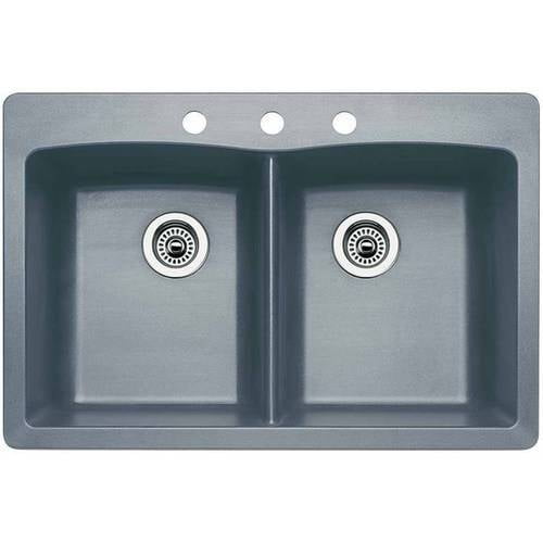 Blanco 441285 3 Diamond 22 X 33 Double Basin Granite Drop In Or Undermount 3 Hole Residential Kitchen Sink Available In Various Colors Walmart Com Walmart Com
