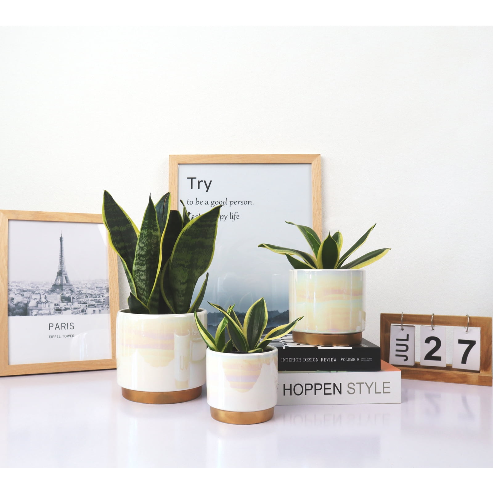 YFFSRJDJ White Plant Pots for Indoor Plants, Ceramic Planter with Drainage Hole, 6.0 inch+5.0 Inch+4.0 Inch. Succulent Orchid Flower Pot