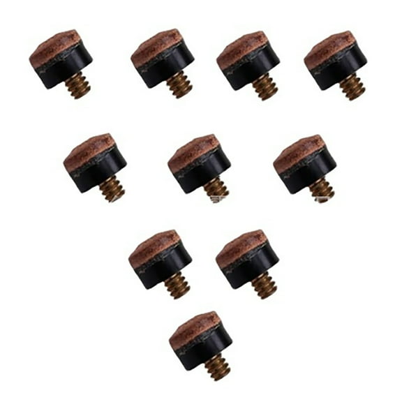 10Pcs Screw-on Pool Cue Tip Replacement Hard Leather Billiard Cue Tip Snooker Billiard Spare Part Screws Easy to Use
