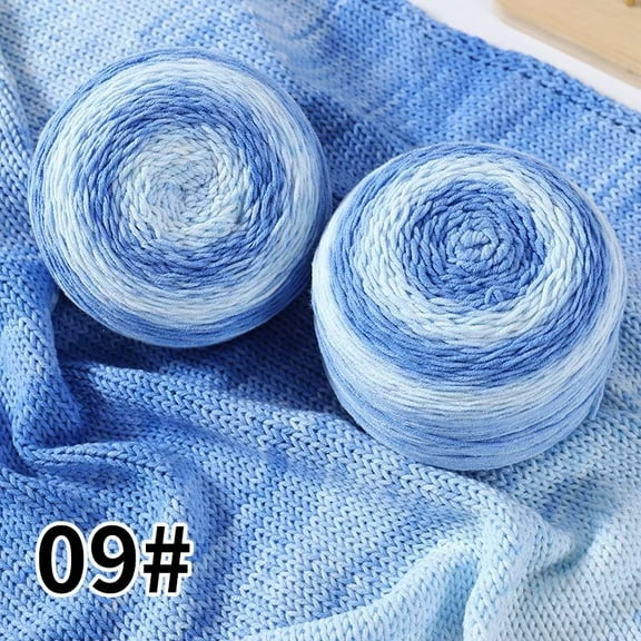 XmhyTop-A 200g Gradient Cotton Acrylic Yarn Variegated Knitting Crochet Yarn for Scarves Shawls Blankets, Soft Color-Changing Yarn,Blue