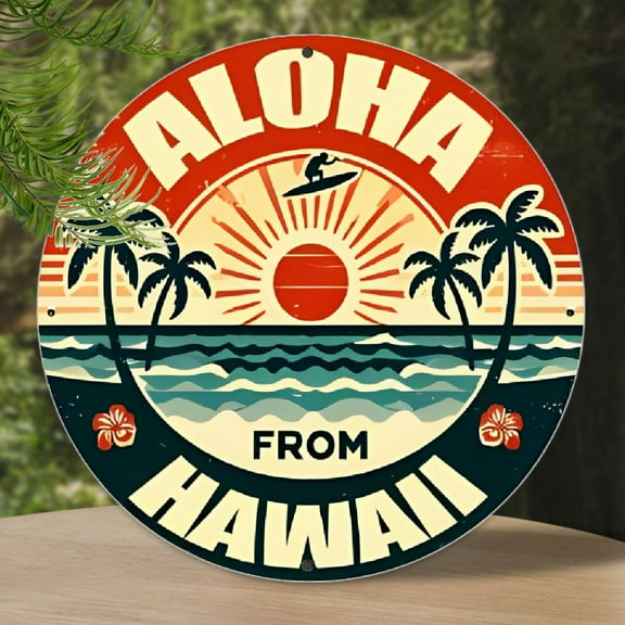 Aloha from Hawaii" Vintage Aluminum Sign - 8x8 Inch | Perfect for Home, Bar, Cafe & Garage Decor | Unique Gift Idea, Hawaiian Home Decor, Perfect for Room Decor