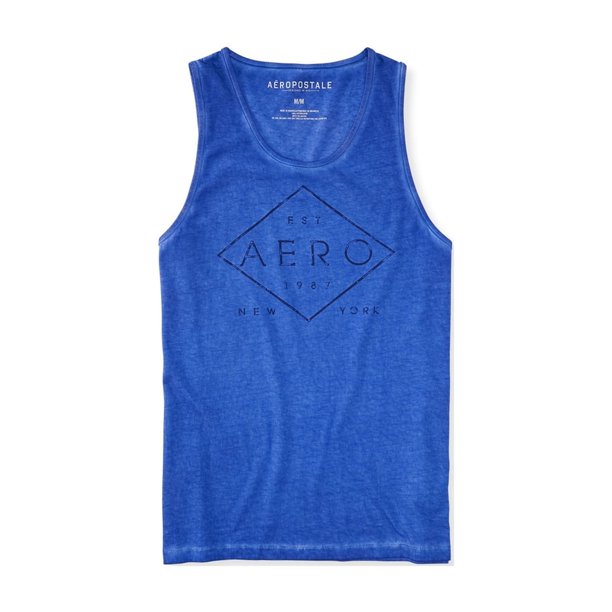 Aeropostale - Camiseta sin mangas con logo teñido para hombre, azul, XXL Aeropostale camiseta sin mangas