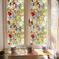 thumbnail image 1 of Película de privacidad para ventana con diseño de flores de colores arcoíris de 39,4 x 17 pulgadas, 3D, para vitrales, decorativa, no adhesiva, estática, reutilizable, resistente a los rayos UV., 1 of 9
