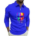 thumbnail image 2 of Ceisia Men's Slim-Fit Long-Sleeve Zip Polo Shirt with Graffiti Mask Print Multi-Color Gift, 2 of 5