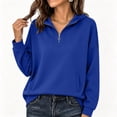 thumbnail image 7 of Lcziwo Womens Quarter Zip Pullover Long Sleeve Solid Casual Hoodies Oversized Y2K Fall Winter Fashion Sweatshirt with Pockets Blue,XXL, 7 of 7